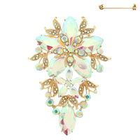 CRYSTAL RHINESTONE FLORAL BROOCH PIN